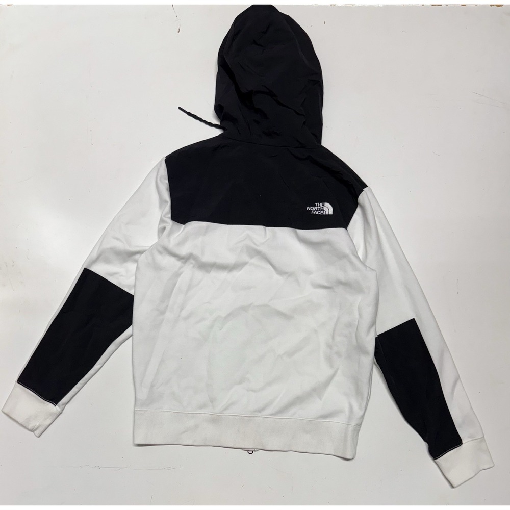 The North Face Overlay Colorblock Hooded Full Zip Jacket Black White Mens Medium